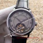 Swiss Replica A.Lange Sohne 1815 Tourbillon Watch Grey-Dial with Black Leather Band